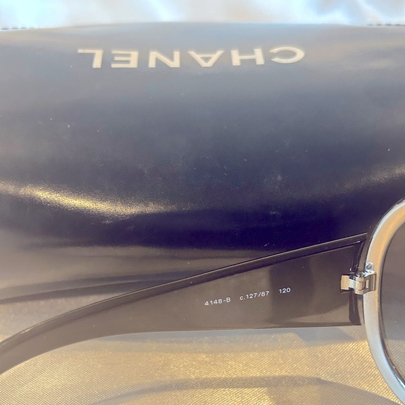 Authentic Chanel Sunburst 4148B Black Silver Crystal Vintage Sunglasses - Picture 5 of 7